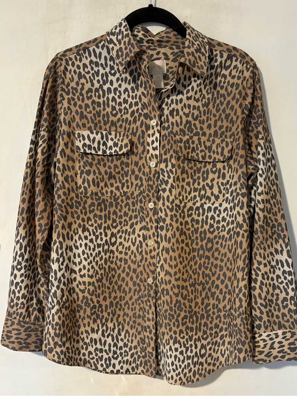 Chico's Leopard Print Shirt in Tan and Black